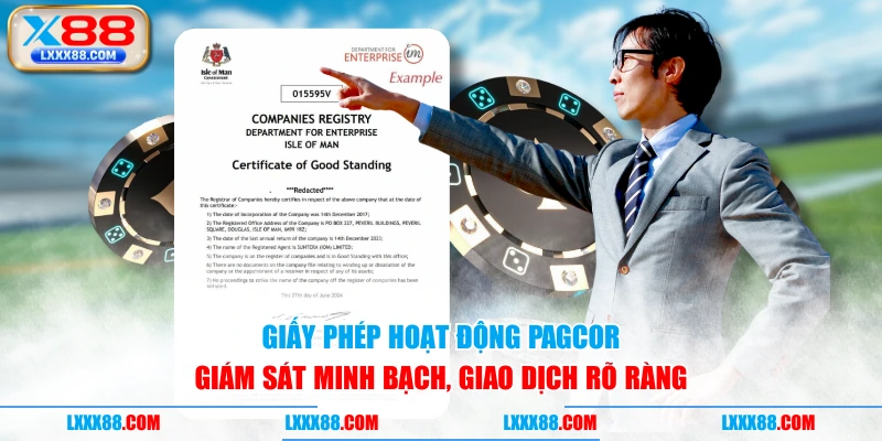 Giấy phép hoạt động PAGCOR giám sát minh bạch, giao dịch rõ ràng